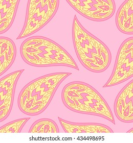 Paisley seamless background. Traditional Indian pattern. Vector illustration