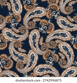 Paisley seamless batik floral pattern. Traditional paisley floral pattern for fabric, wallpapers and backgrounds.