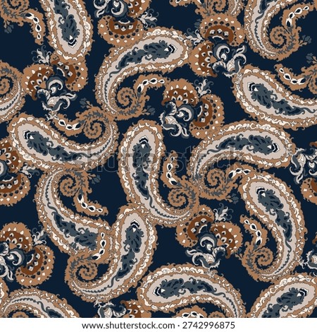 Paisley seamless batik floral pattern. Traditional paisley floral pattern for fabric, wallpapers and backgrounds.
