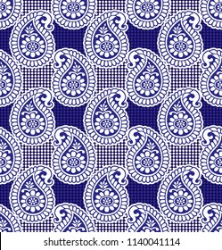 Paisley seamless blue pattern