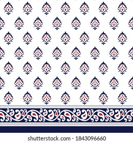 paisley seamless border pattern on white 