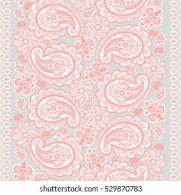 Paisley seamless border pattern. Vector ethnic ornament