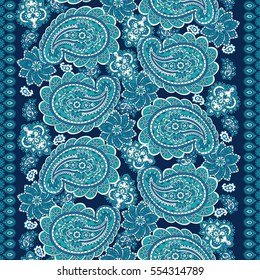 Paisley seamless border pattern. Vector ethnic ornament