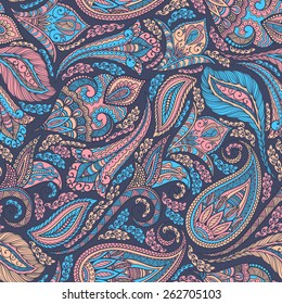 Paisley nahtlose Stoffhintergrund-Muster. Dekorative Vektorgrafik.