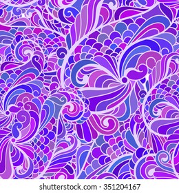 Paisley seamless fabric background pattern. Decorative vector illustration made of paisley with scalops