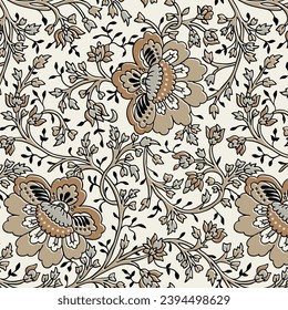 Paisley Seamless Floral Background. Indian, Persian or Turkish Art. Vector Hand Drawn Pattern. Decorative ornament for fabric, textile, wrapping paper, card, invitation, wallpaper.