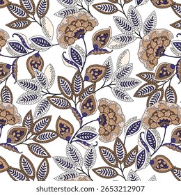 Paisley fondo de patrón floral sin fisuras. Arte indio, persa o turco. Patrón dibujado a mano de Vector. Ornamento decorativo para la tela, materia textil, papel de embalaje, tarjeta, invitación, Fondo de pantalla.