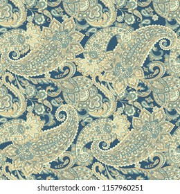 Paisley seamless floral pattern. Damask vintage background