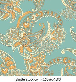 Paisley seamless floral pattern. Damask vintage background