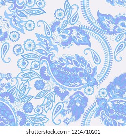 Paisley seamless floral pattern. Damask vintage background