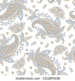 Paisley seamless floral pattern. Damask vintage background