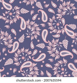 Paisley seamless floral pattern. Damask vintage background