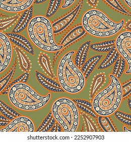 Paisley seamless floral pattern. Damask vintage background
