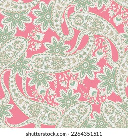 Paisley seamless floral pattern. Damask vintage background
