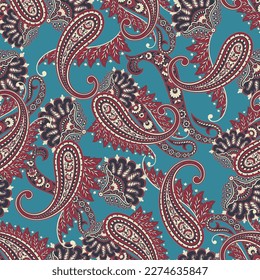 Paisley seamless floral pattern. Damask vintage background