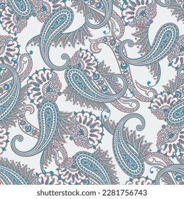 Paisley seamless floral pattern. Damask vintage background
