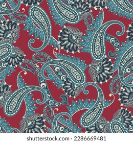 Paisley seamless floral pattern. Damask vintage background