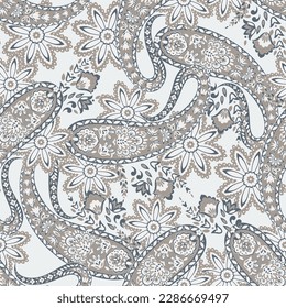 Paisley seamless floral pattern. Damask vintage background