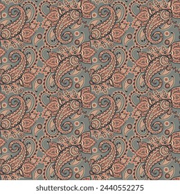 Paisley seamless floral pattern. Damask vintage background