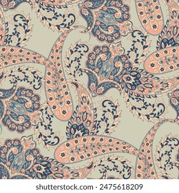Paisley seamless floral pattern. Damask vintage background