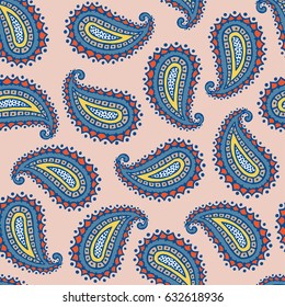 Paisley seamless floral pattern. Turkish, Indian, Persian background. Vector illustration