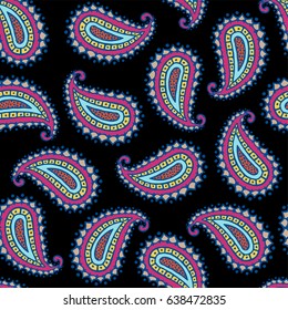Paisley seamless floral pattern. Turkish, Indian, Persian background. Vector illustration