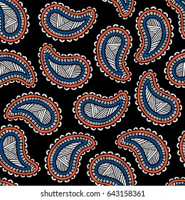 Paisley seamless floral pattern. Turkish, Indian, Persian background. Vector illustration