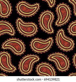 Paisley seamless floral pattern. Turkish, Indian, Persian background. Vector illustration
