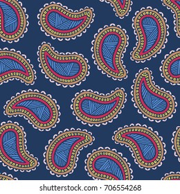 Paisley seamless floral pattern. Turkish, Indian, Persian background. Vector illustration