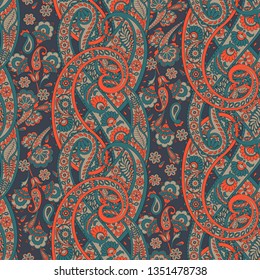Paisley seamless floral pattern. Vector  Damask vintage background