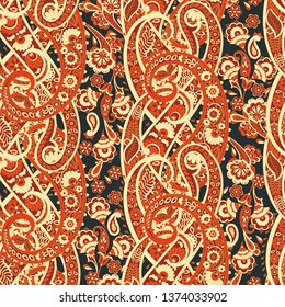 Paisley seamless floral pattern. Vector  Damask vintage background