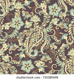 Paisley seamless floral pattern. Vector vintage background