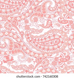 Paisley seamless floral pattern. Vector vintage background