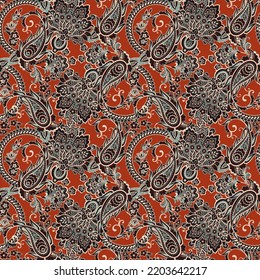 Patrón vectorial floral transparente. Fondo vintage en estilo batik