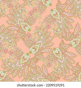 Paisley seamless floral vector pattern. Vintage background in batik style