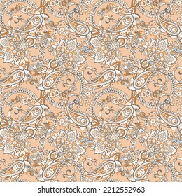 Paisley seamless floral vector pattern. Vintage background in batik style