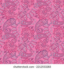 Paisley seamless floral vector pattern. Vintage background in batik style