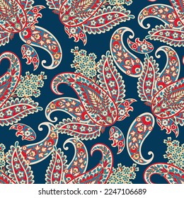 Paisley nahtlose Blumenvektormuster. Vintage auf Batik-Hintergrund