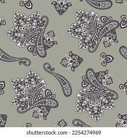Paisley nahtlose Blumenvektormuster. Vintage auf Batik-Hintergrund