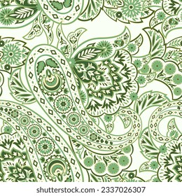 Paisley seamless floral vector pattern. Vintage background in batik style