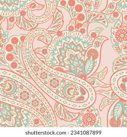 Paisley seamless floral vector pattern. Vintage background in batik style