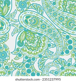 Paisley seamless floral vector pattern. Vintage background in batik style