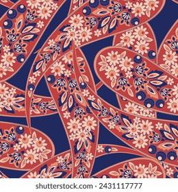 Paisley seamless floral vector pattern. Vintage background in batik style