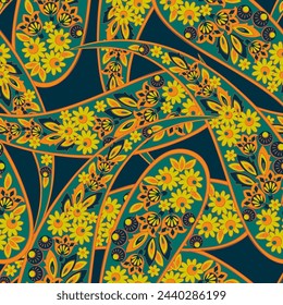 Paisley seamless floral vector pattern. Vintage background in batik style