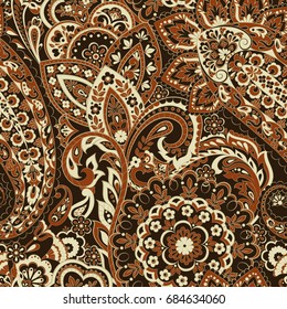 Paisley seamless indian pattern. Ethnic vector background
