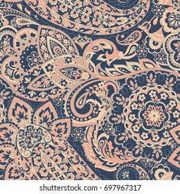 Paisley seamless indian pattern. Ethnic vector background