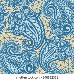 Paisley seamless lace pattern--model for design of gift packs, patterns fabric, wallpaper, web sites, etc.