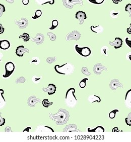 Paisley  seamless  oriental colorless pattern . Hand drawn.