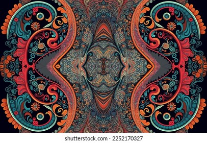 Paisley seamless pattern. Abstract traditional folk antique ethnic tribal graphic paisley line. Texture textile fabric patterns vector illustration. Ornate elegant luxury vintage retro style.