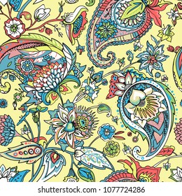 Paisley. A seamless pattern based on the traditional oriental paisley pattern or Turkish cucumber. Fabric, wallpaper, background